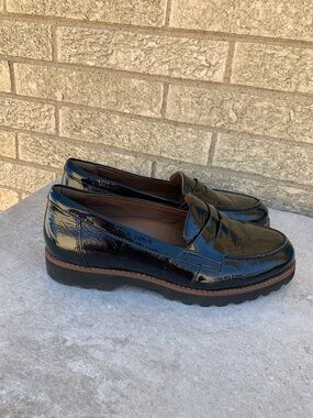 Earth Earthies Black (Patent leather look)Platform Penny Loafers Women’s Sz 8.5